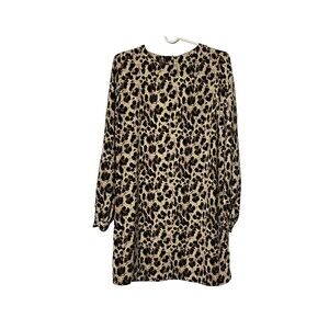 Reynah Couture Mini Dress Leopard Animal Print Size 6 Balloon Long Sleeves